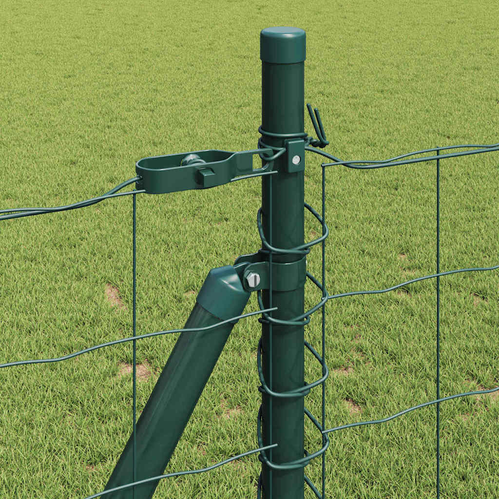 Fence with Posts Green 0.8 x 10 m Steel
