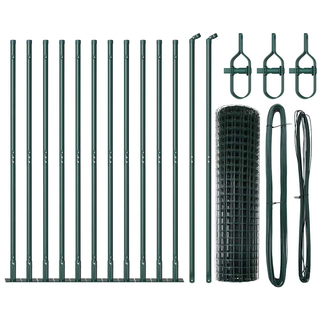 Fence with Posts Green 0.8 x 25 m Steel