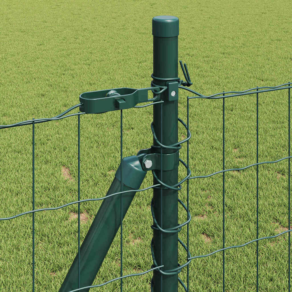 Fence with Posts Green 0.8 x 25 m Steel