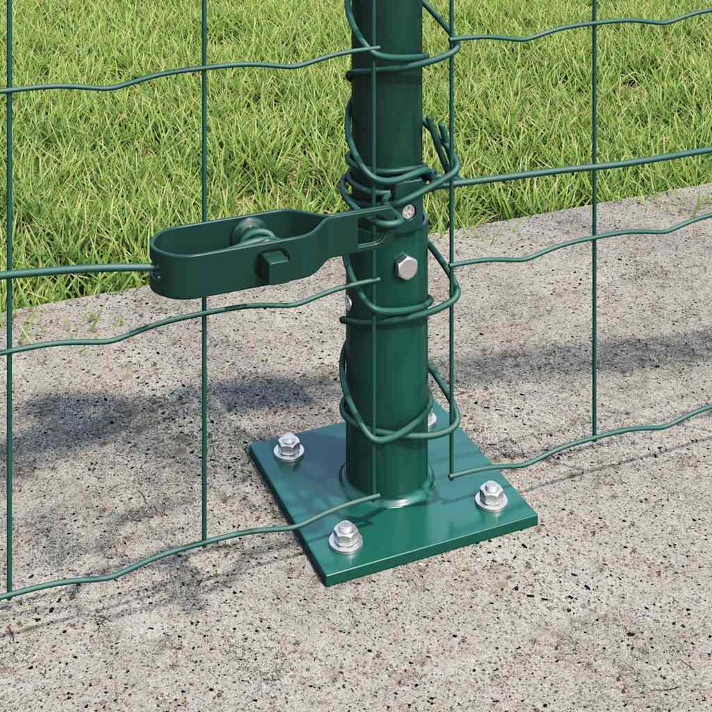 Fence with Posts Green 0.6 x 25 m Steel