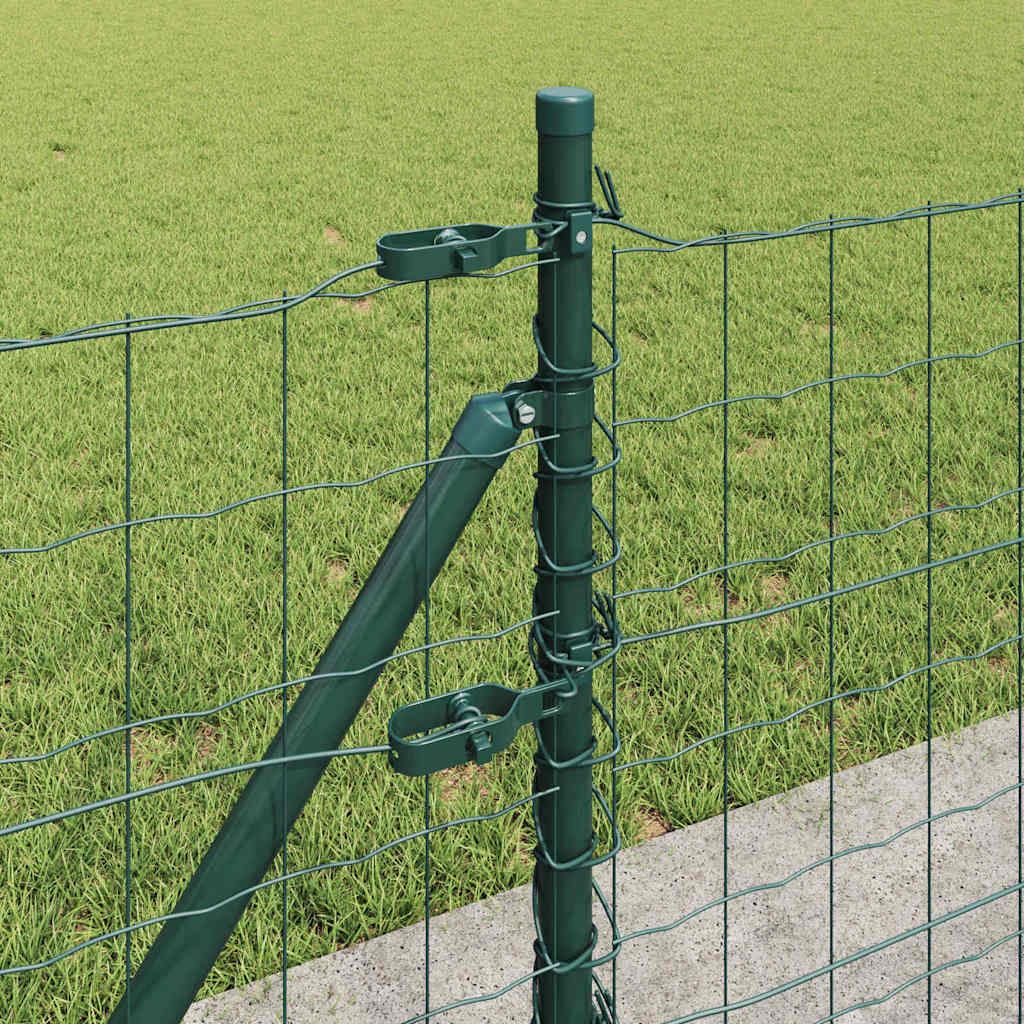 Fence with Posts Green 0.6 x 25 m Steel