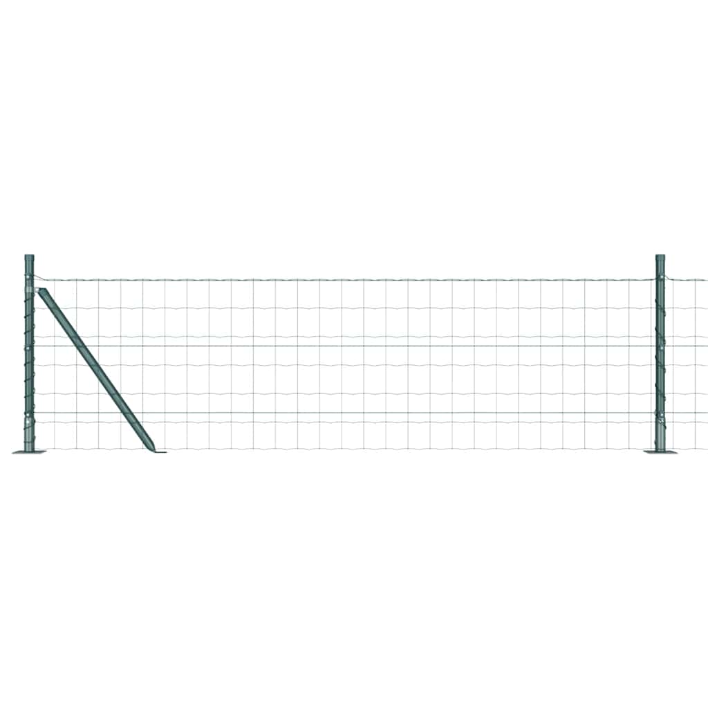 Fence with Posts Green 0.6 x 25 m Steel