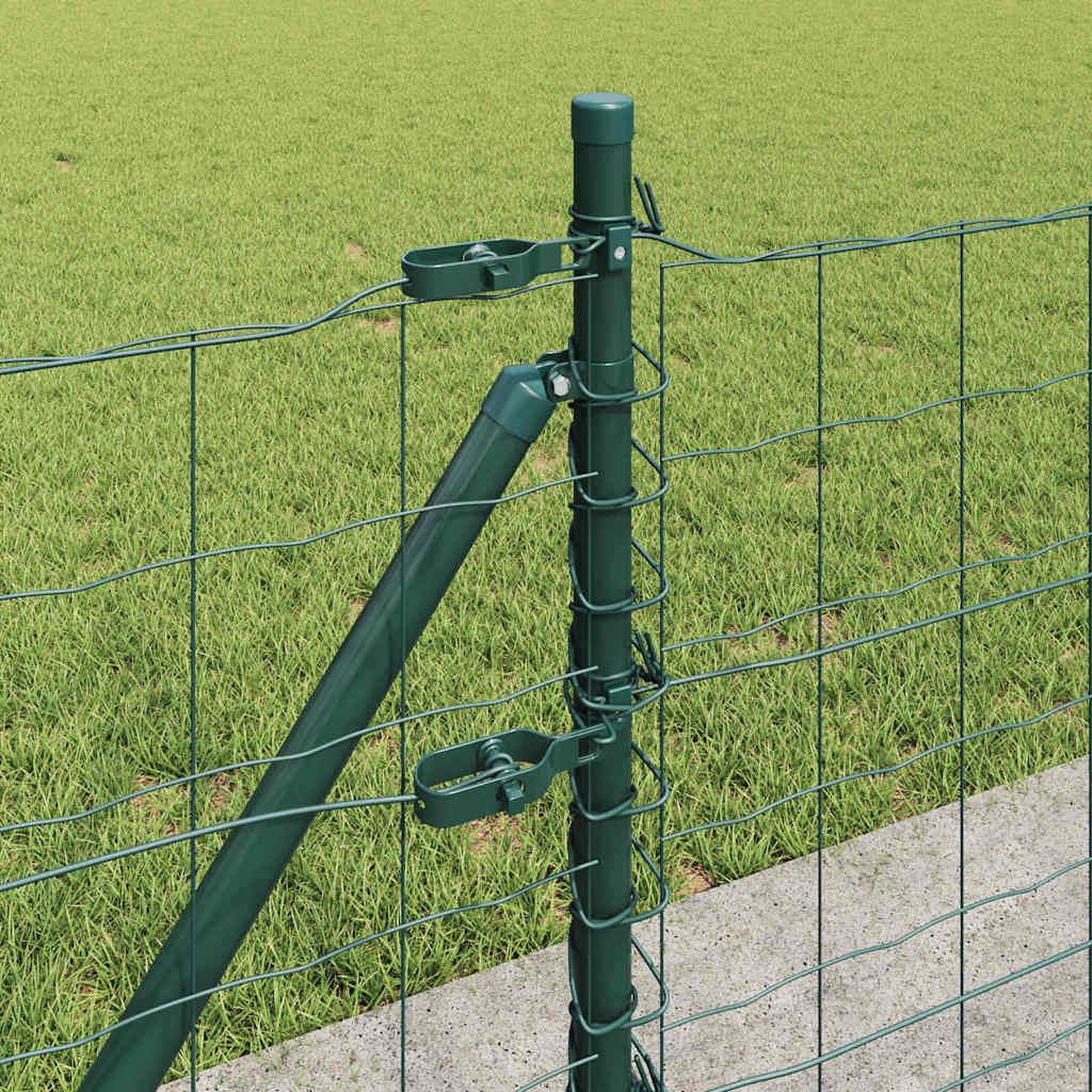 Fence with Posts Green 0.6 x 25 m Steel