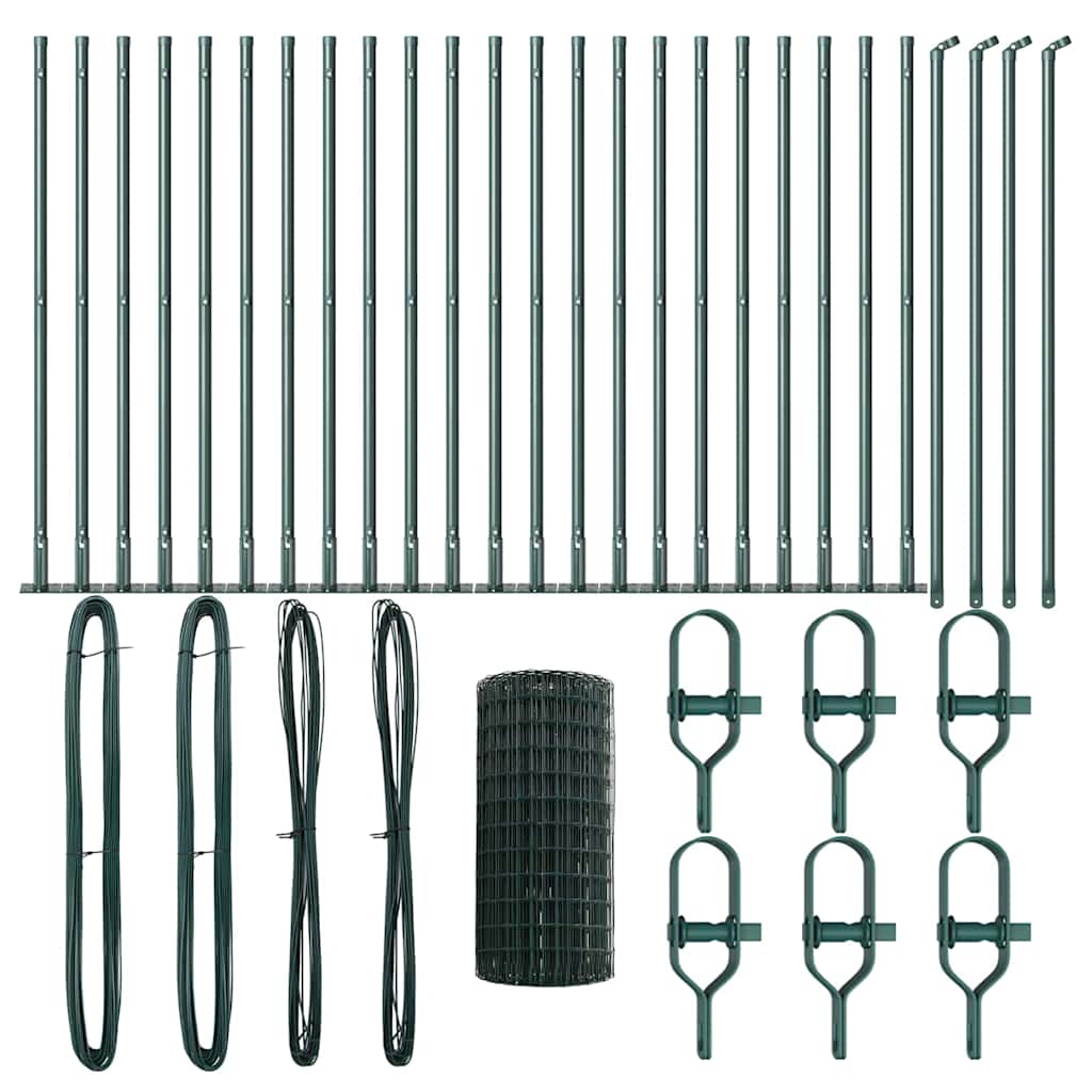 Fence with Posts Green 0.4 x 50 m Steel