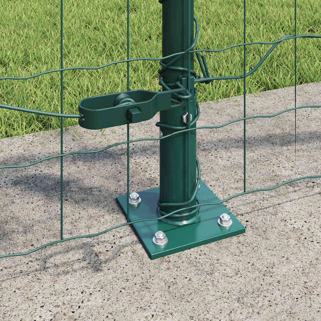 Fence with Posts Green 1 x 10 m Steel