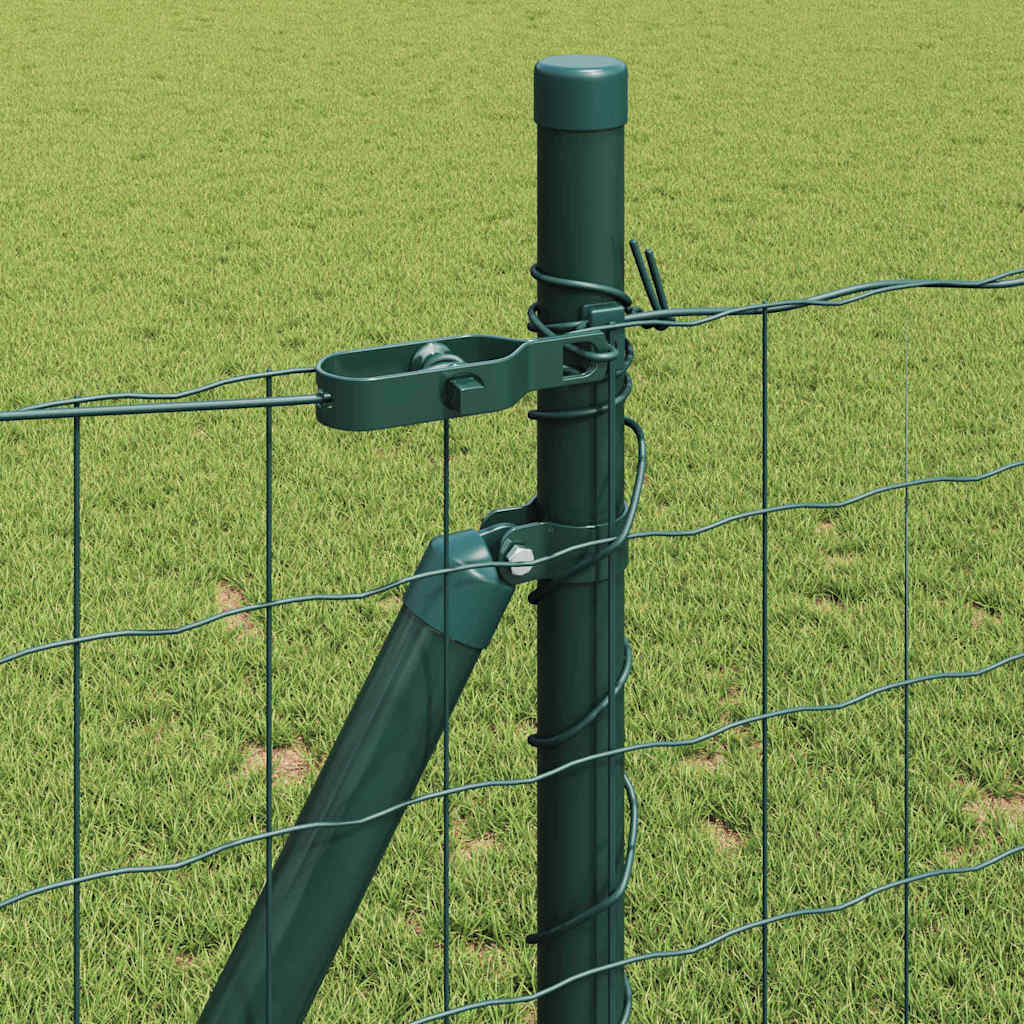 Fence with Posts Green 1 x 10 m Steel