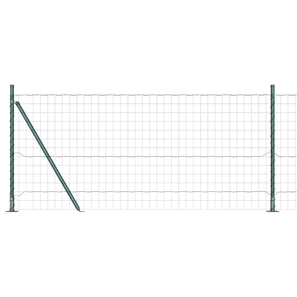 Fence with Posts Green 1 x 10 m Steel