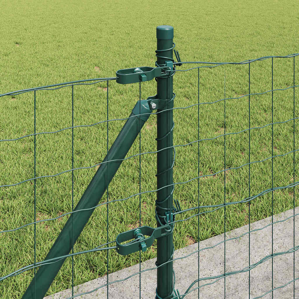 Fence with Posts Green 0.4 x 25 m Steel