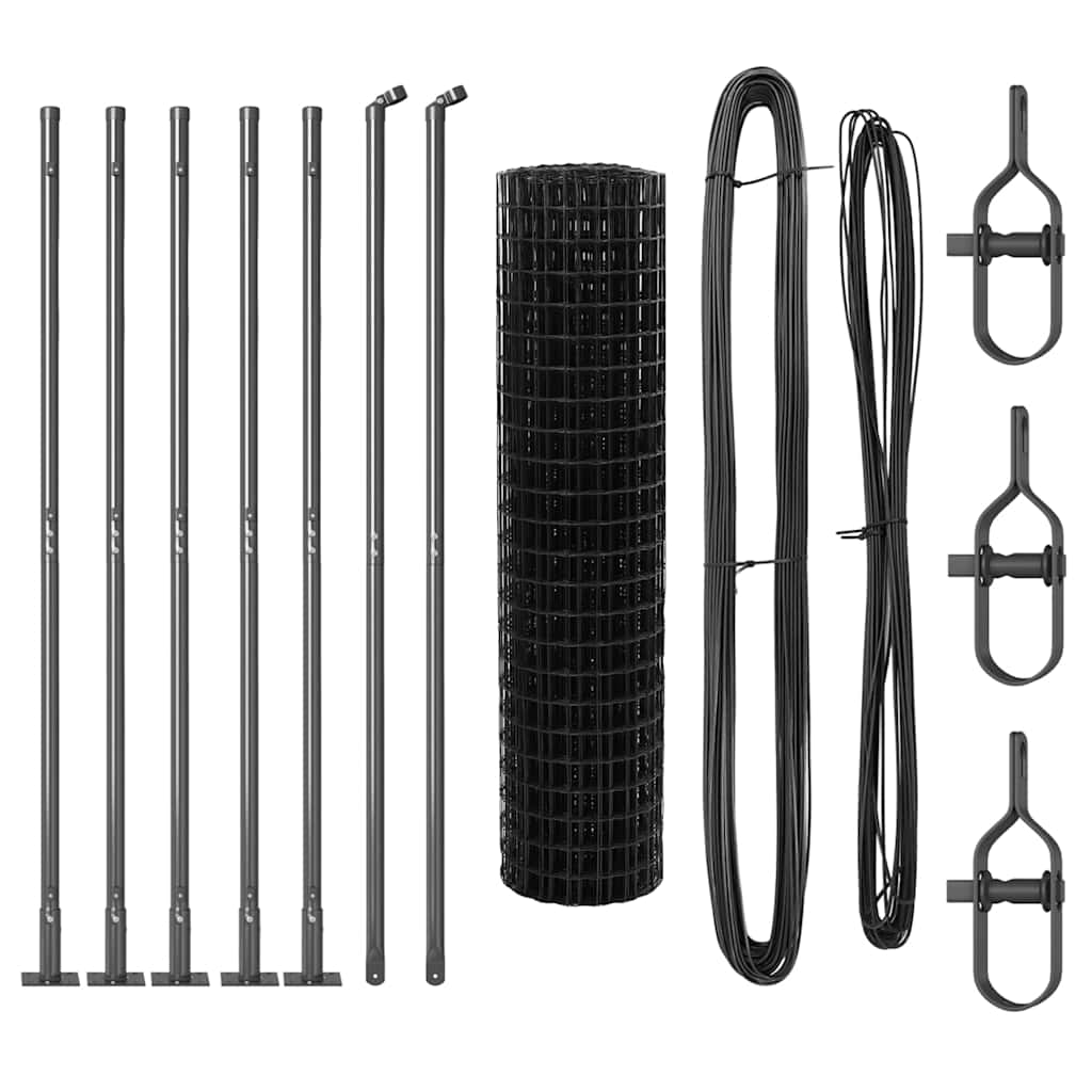 Fence with Posts Grey 0.8 x 10 m Steel