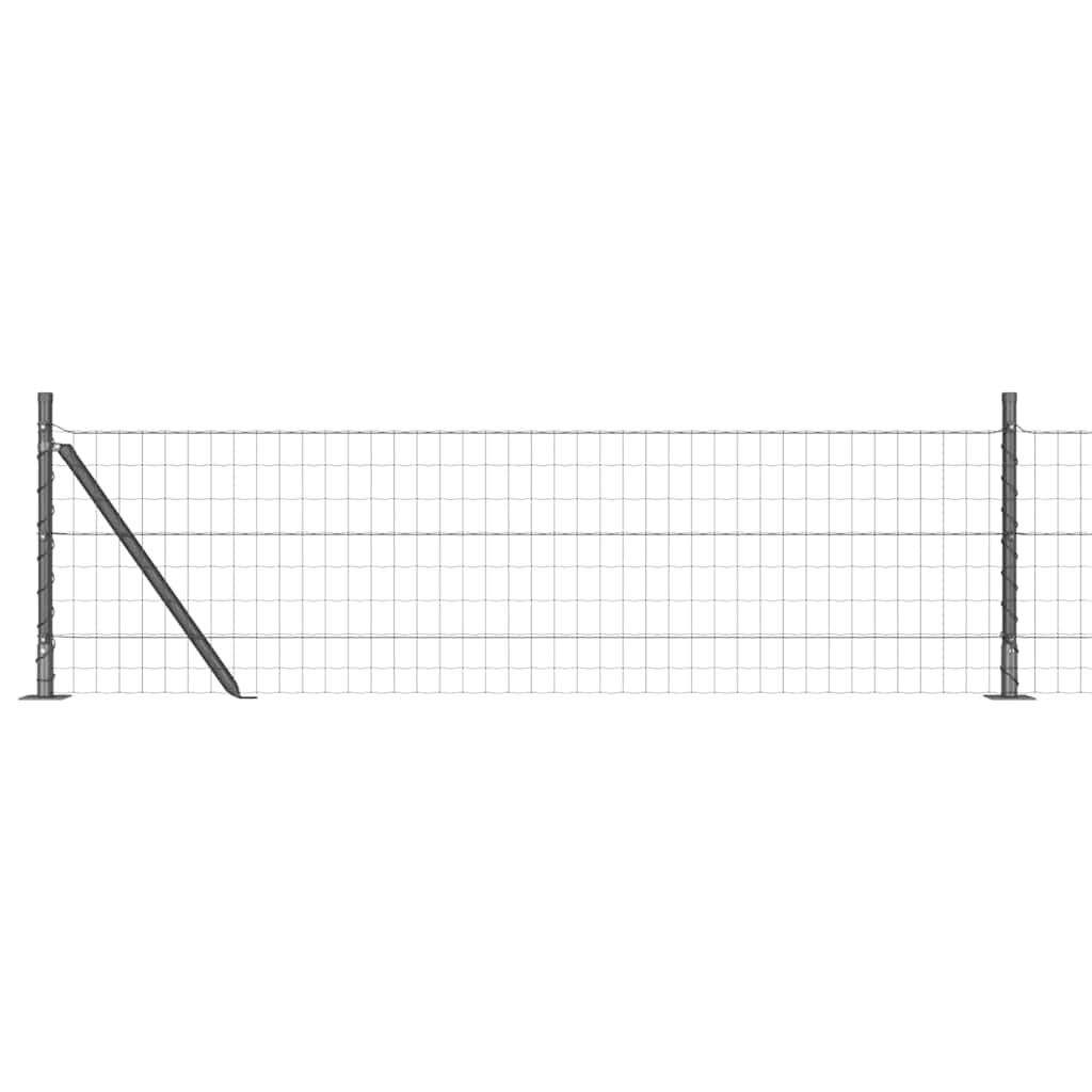 Fence with Posts Grey 0.4 x 10 m Steel