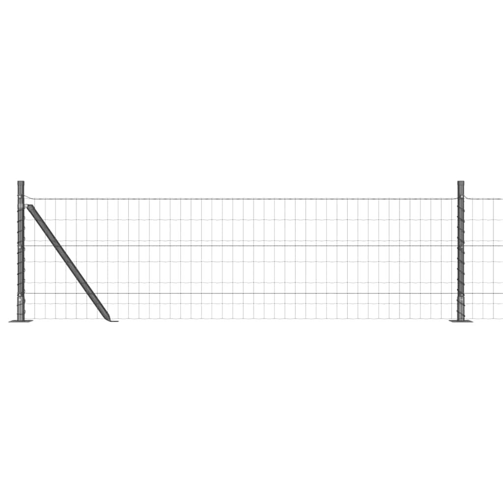 Fence with Posts Grey 0.6 x 10 m Steel