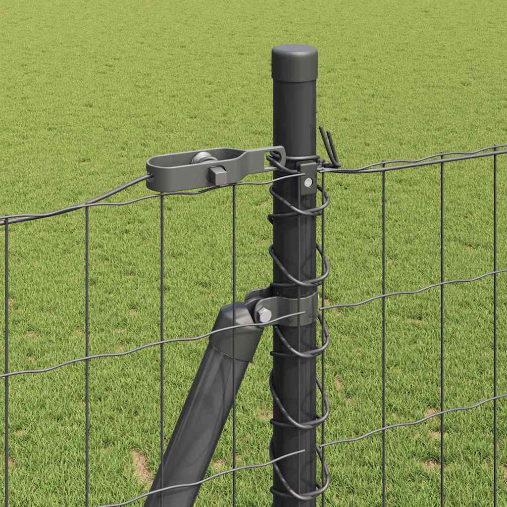 Fence with Posts Grey 1.5 x 10 m Steel