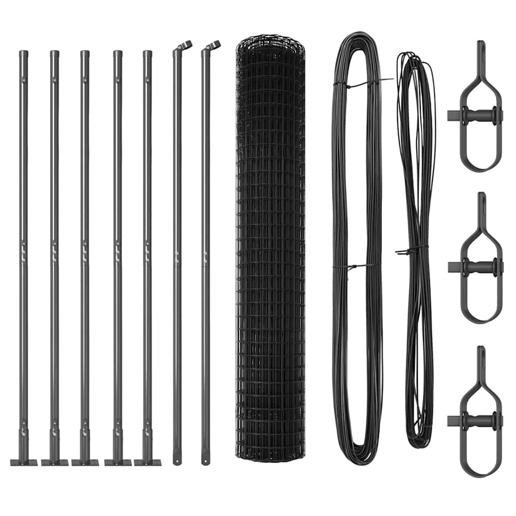 Fence with Posts Grey 1.5 x 10 m Steel