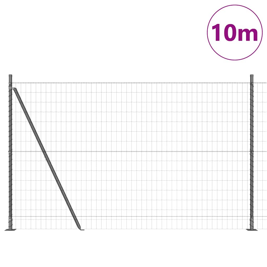 Fence with Posts Grey 1.5 x 10 m Steel