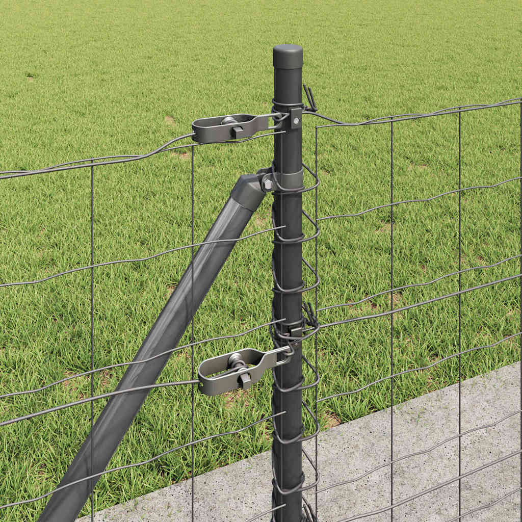 Fence with Posts Grey 0.4 x 10 m Steel