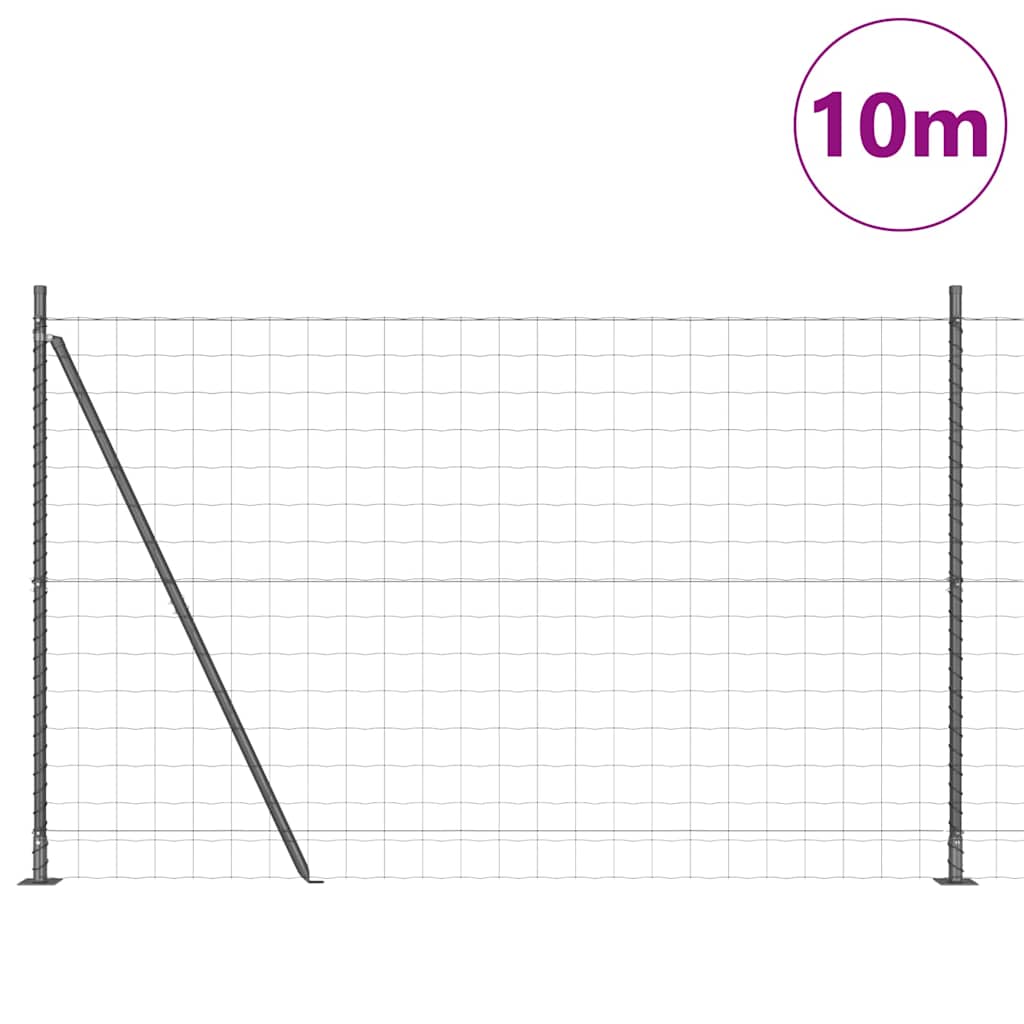 Fence with Posts Grey 1.5 x 10 m Steel