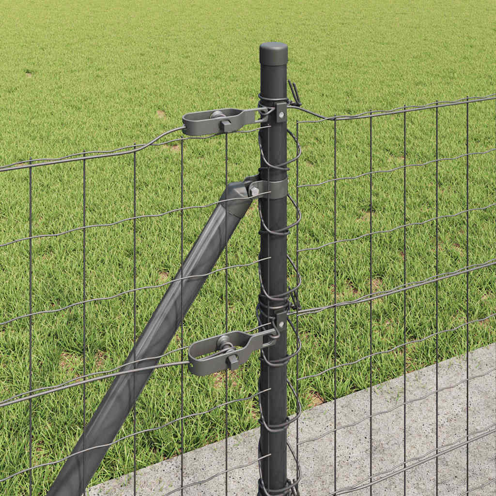 Fence with Posts Grey 0.4 x 50 m Steel