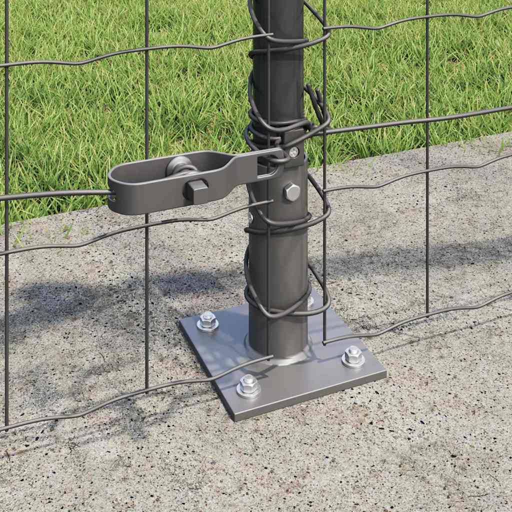 Fence with Posts Grey 0.6 x 50 m Steel