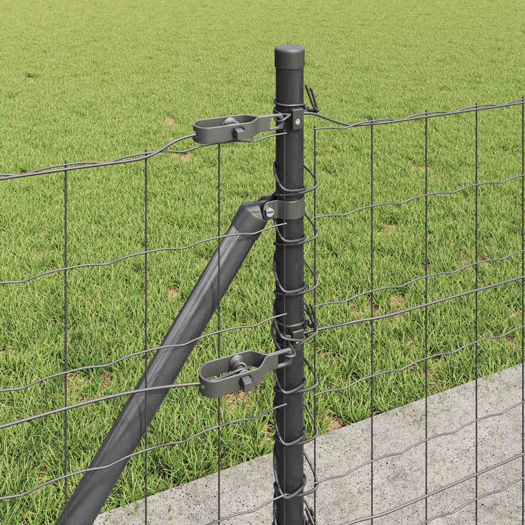Fence with Posts Grey 0.6 x 50 m Steel