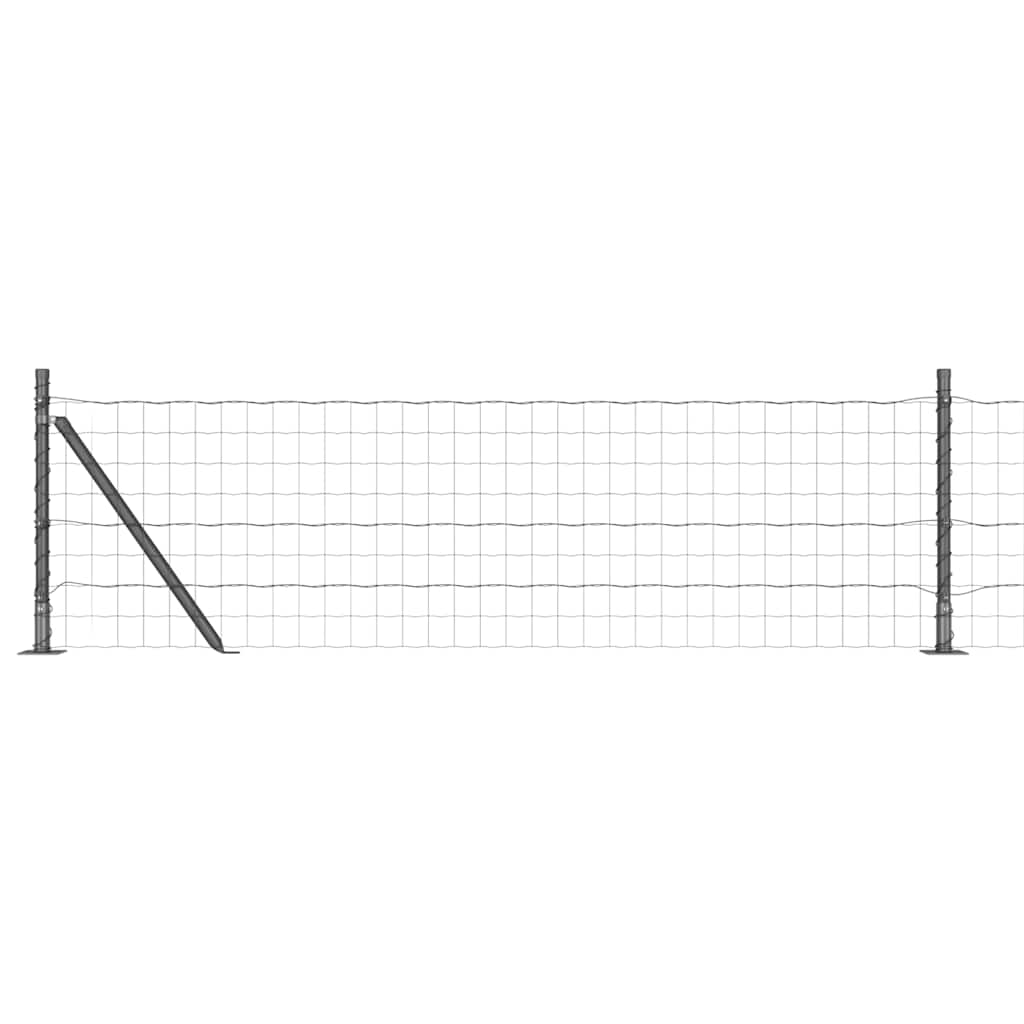 Fence with Posts Grey 0.6 x 10 m Steel