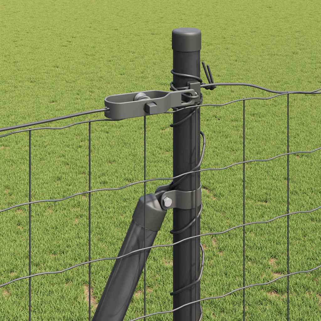 Fence with Posts Grey 1.5 x 10 m Steel