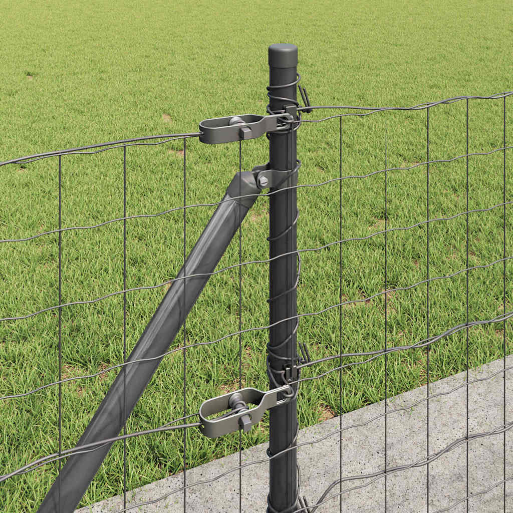 Fence with Posts Grey 0.4 x 25 m Steel