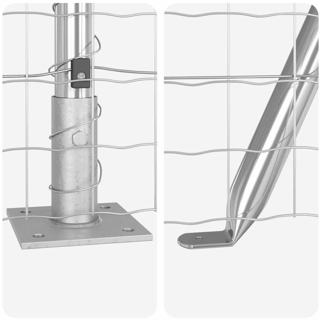 Fence with Posts Silver 1 x 10 m Steel
