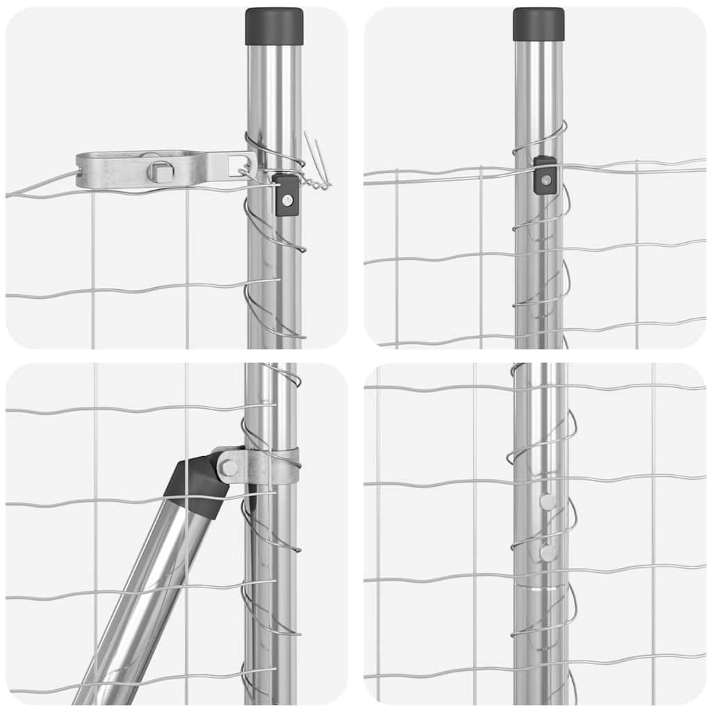 Fence with Posts Silver 1.4 x 10 m Steel
