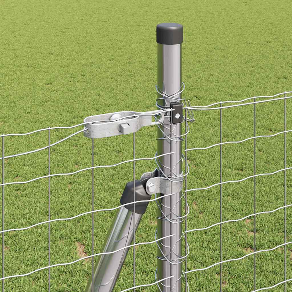 Fence with Posts Silver 1.4 x 10 m Steel