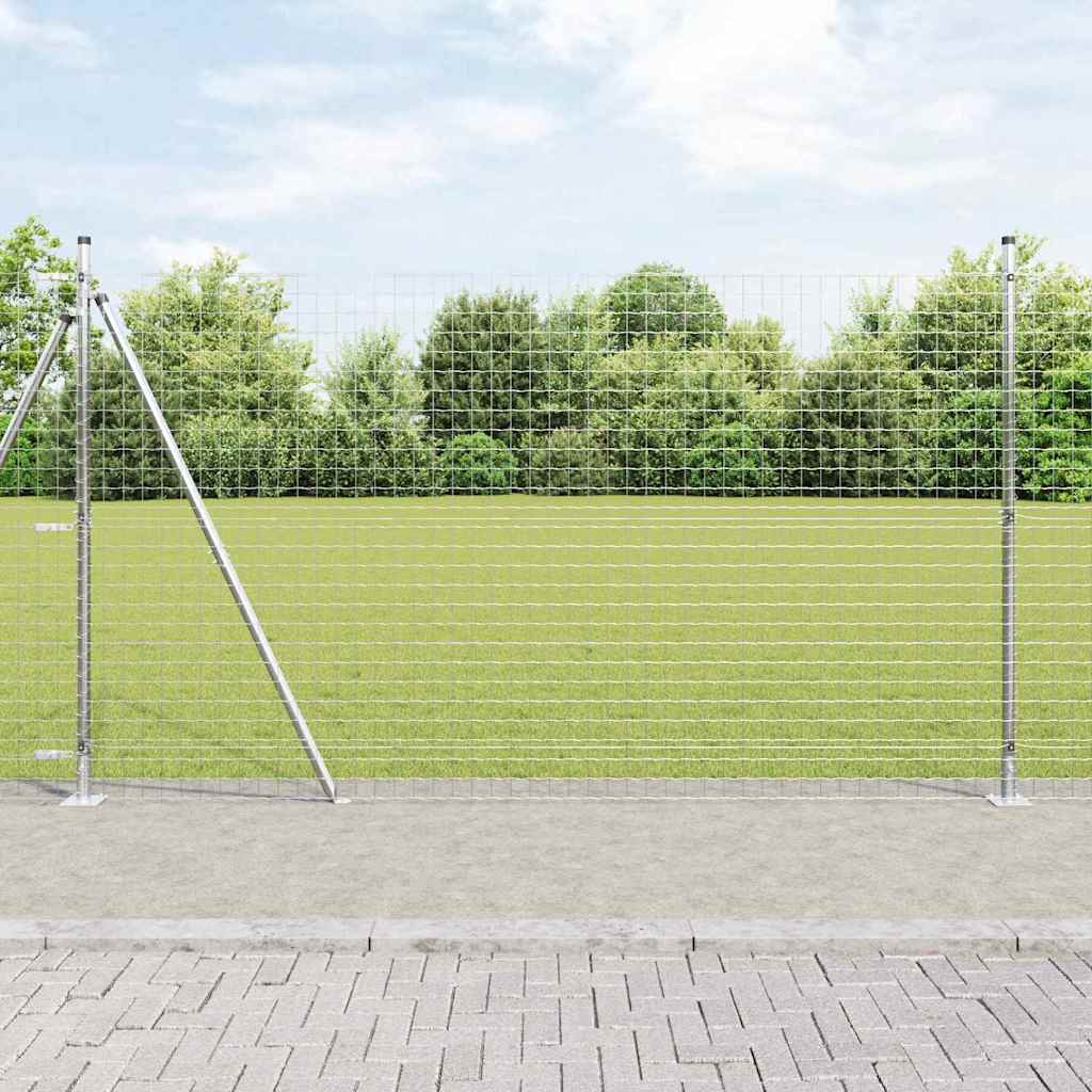 Fence with Posts Silver 1.4 x 10 m Steel