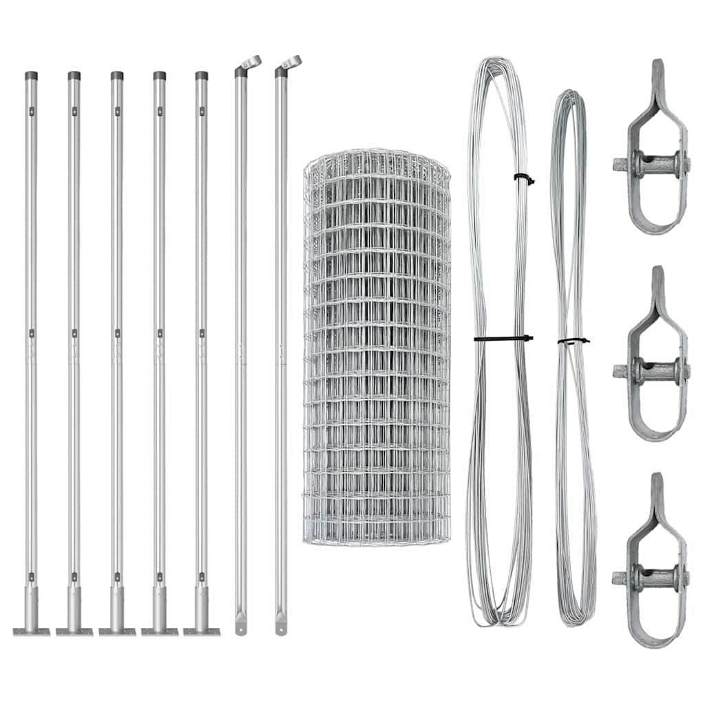 Fence with Posts Silver 1.4 x 10 m Steel