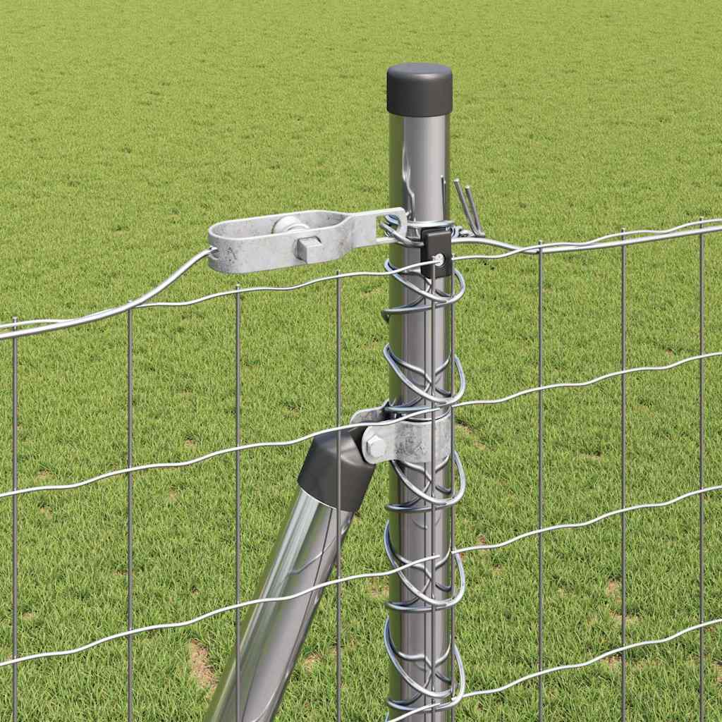 Fence with Posts Silver 1.4 x 10 m Steel