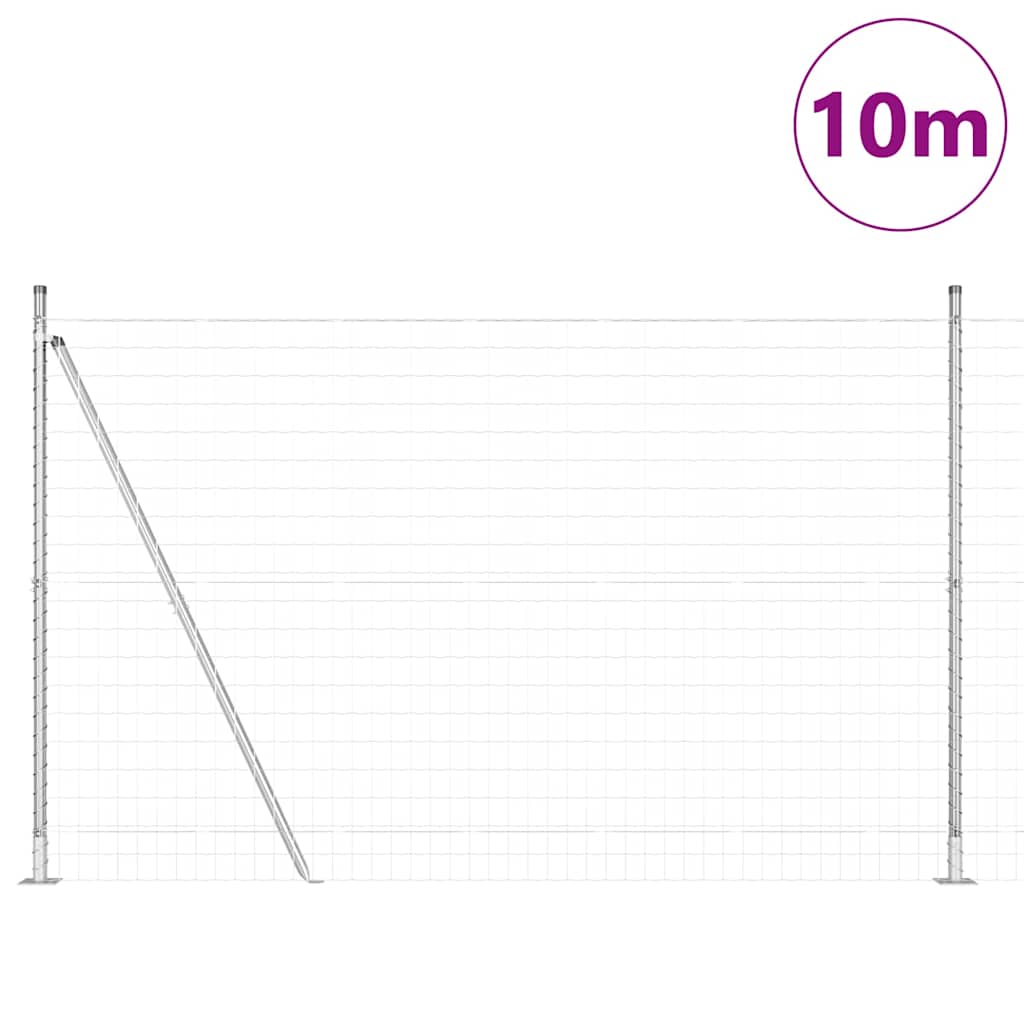 Fence with Posts Silver 1.4 x 10 m Steel