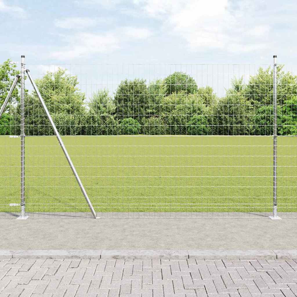 Fence with Posts Silver 1.6 x 10 m Steel