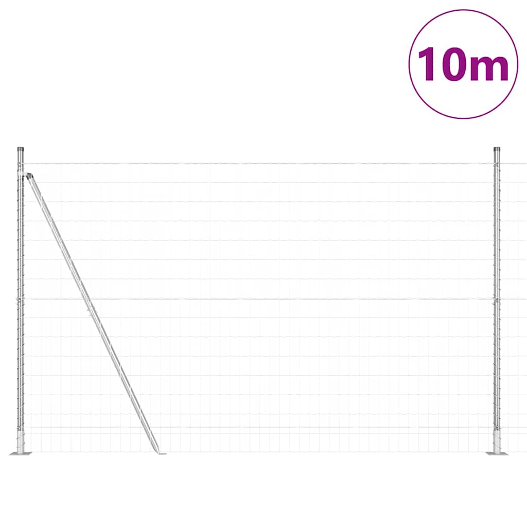 Fence with Posts Silver 1.6 x 10 m Steel