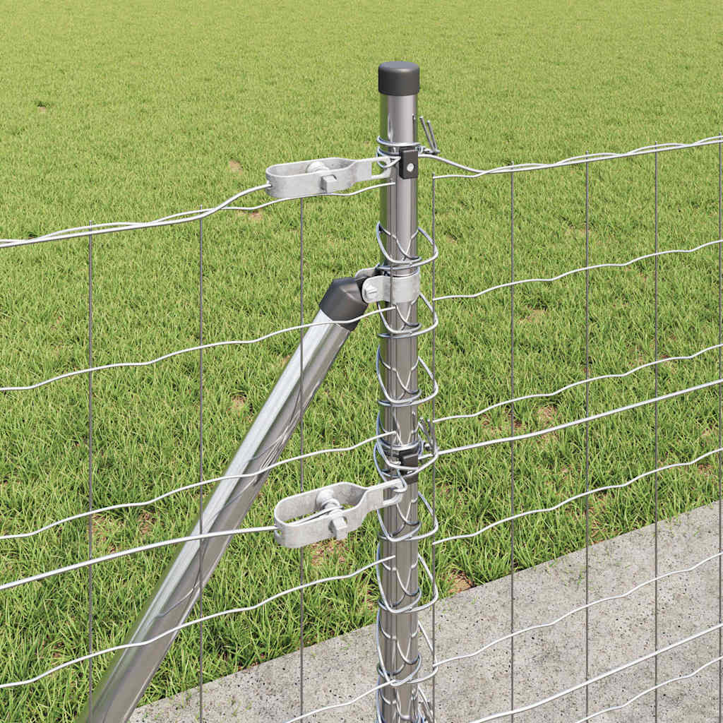 Fence with Posts Silver 0.4 x 10 m Steel