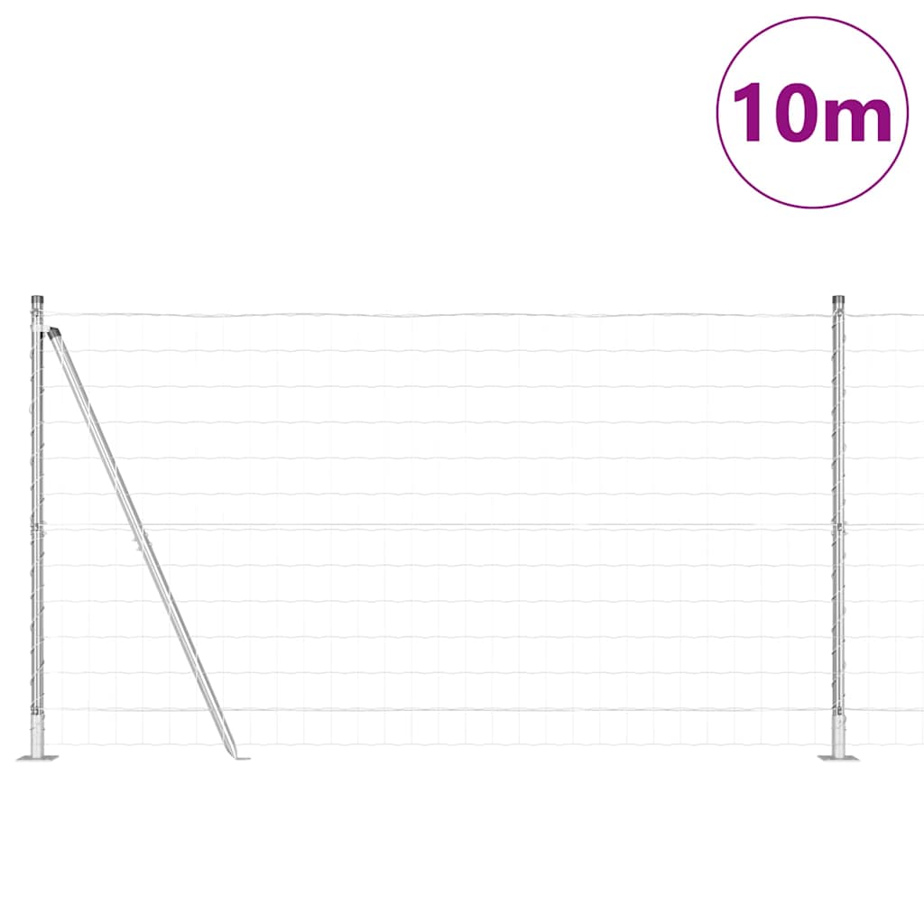 Fence with Posts Silver 1.2 x 10 m Steel