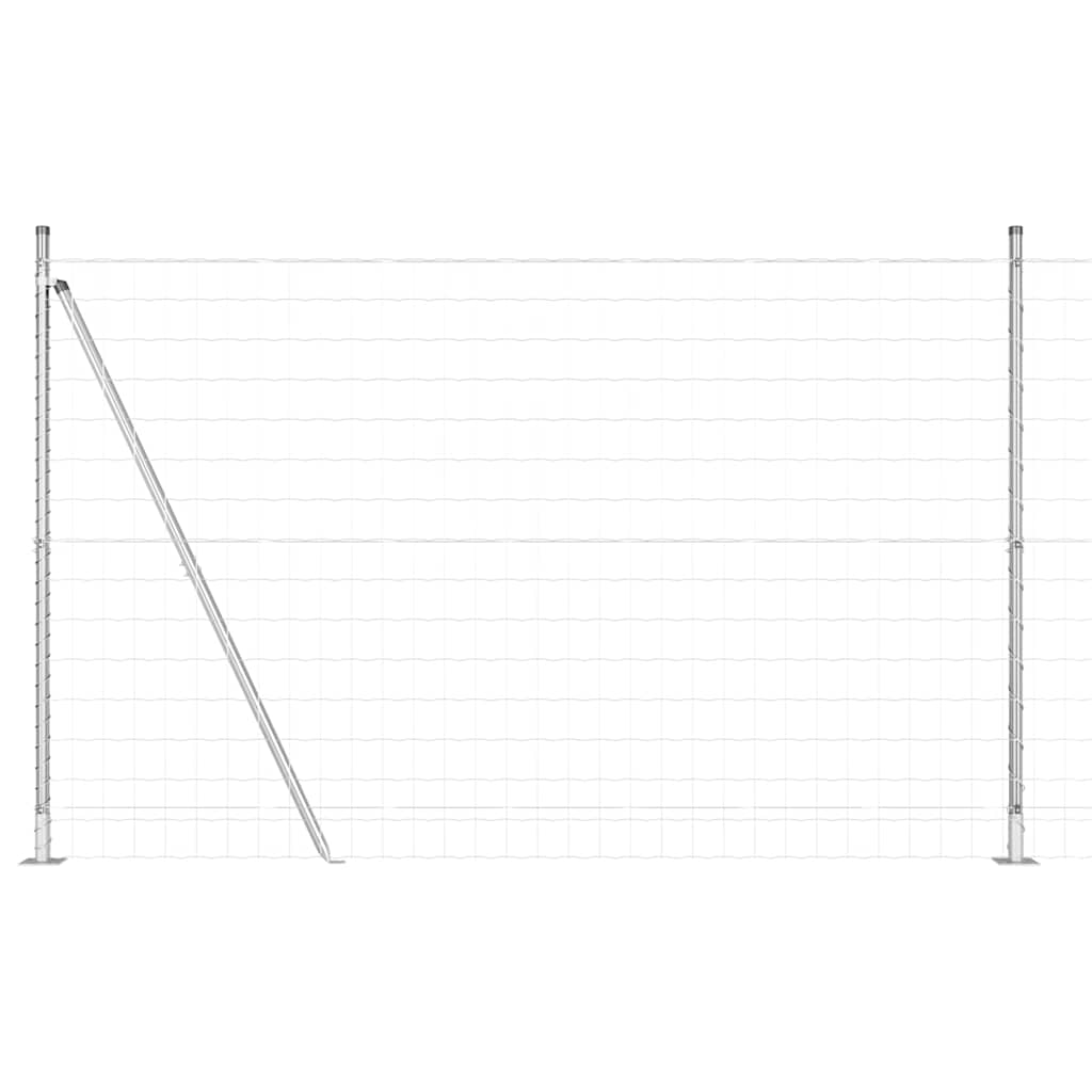 Fence with Posts Silver 1.6 x 10 m Steel