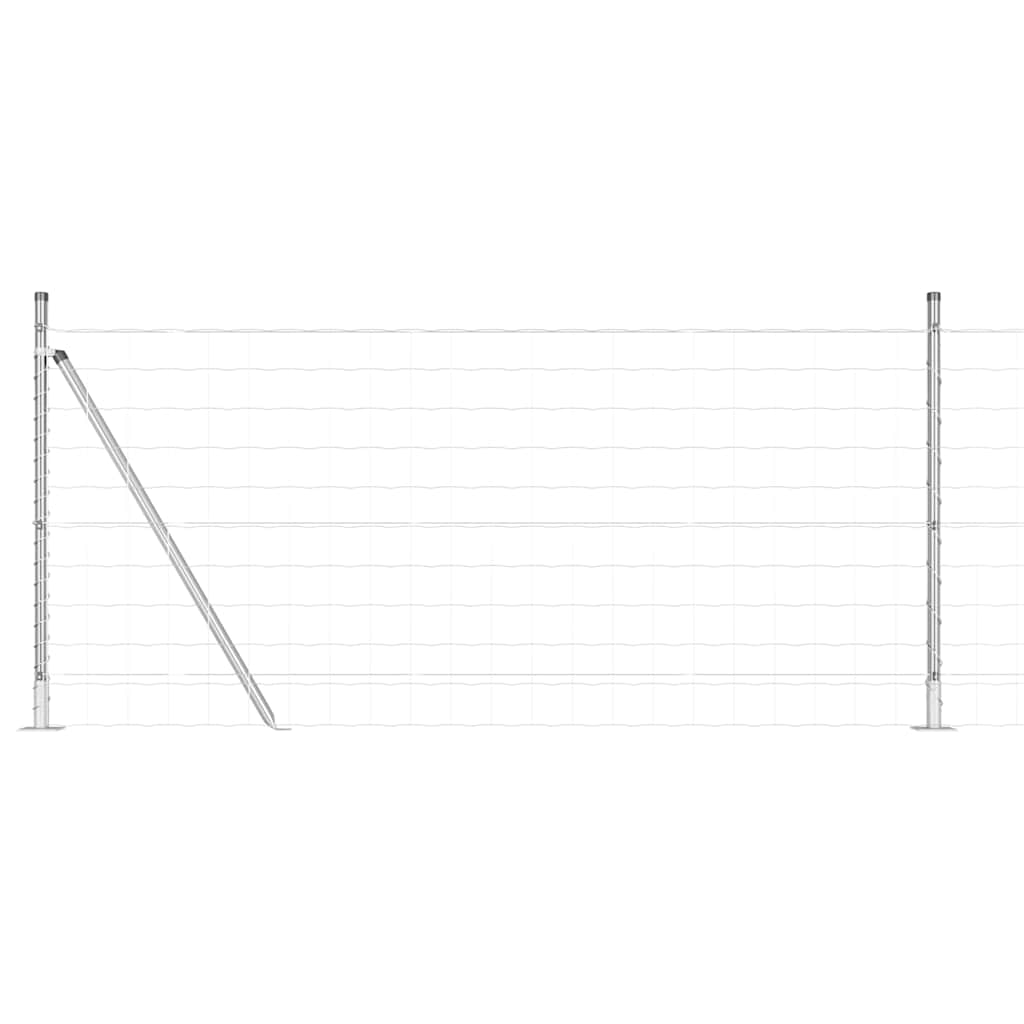 Fence with Posts Silver 1 x 10 m Steel