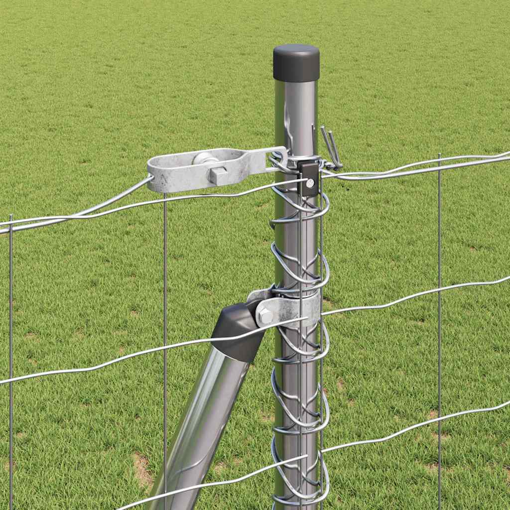 Fence with Posts Silver 1.4 x 10 m Steel