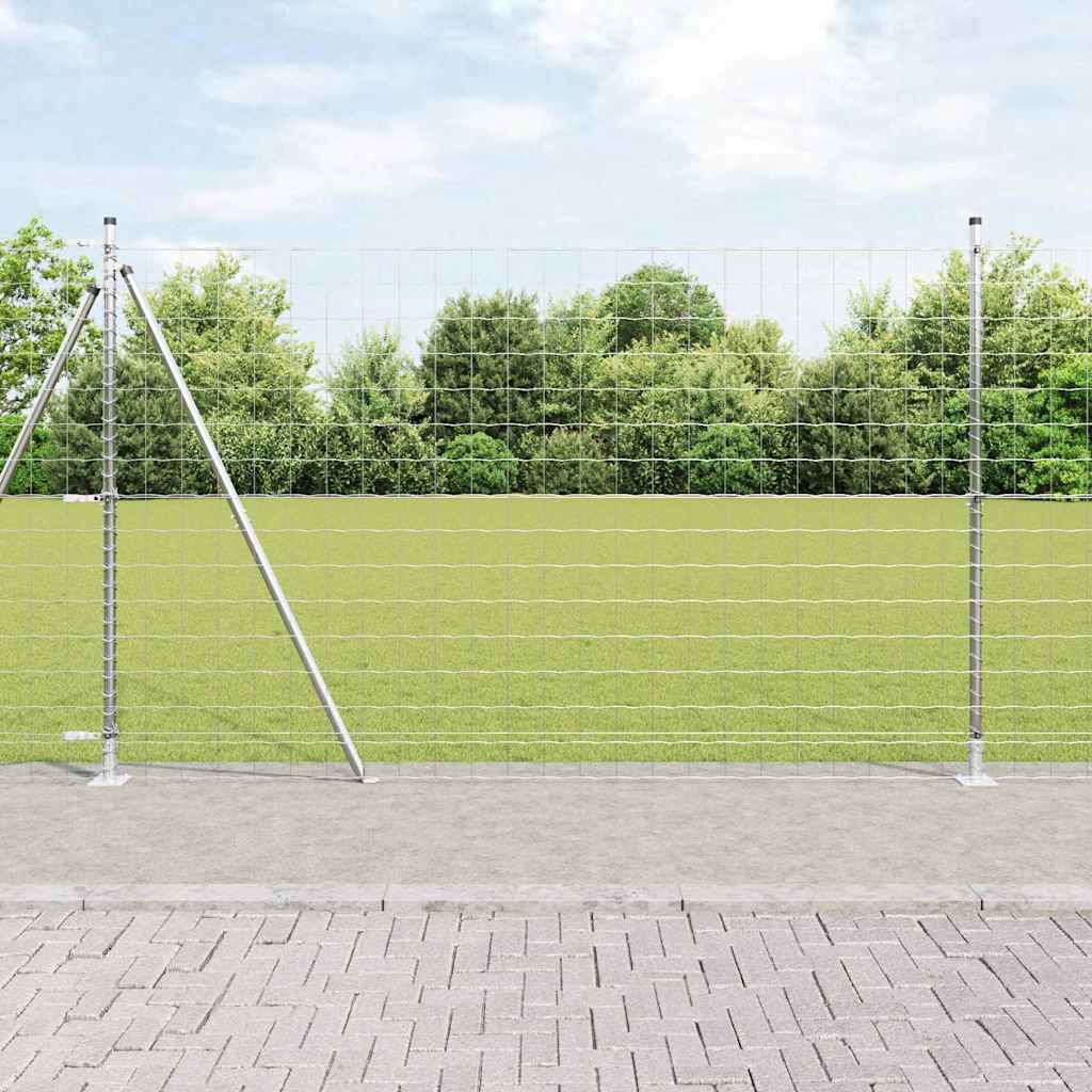 Fence with Posts Silver 1.5 x 10 m Steel