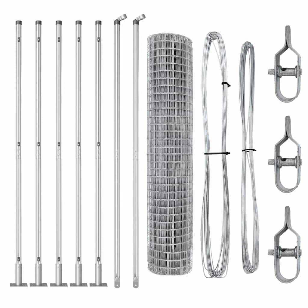 Fence with Posts Silver 1.6 x 10 m Steel