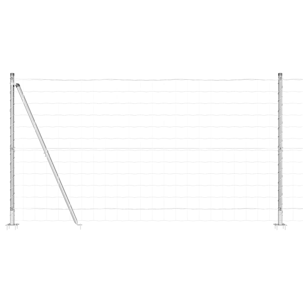 Fence with Posts Silver 1.2 x 25 m Steel