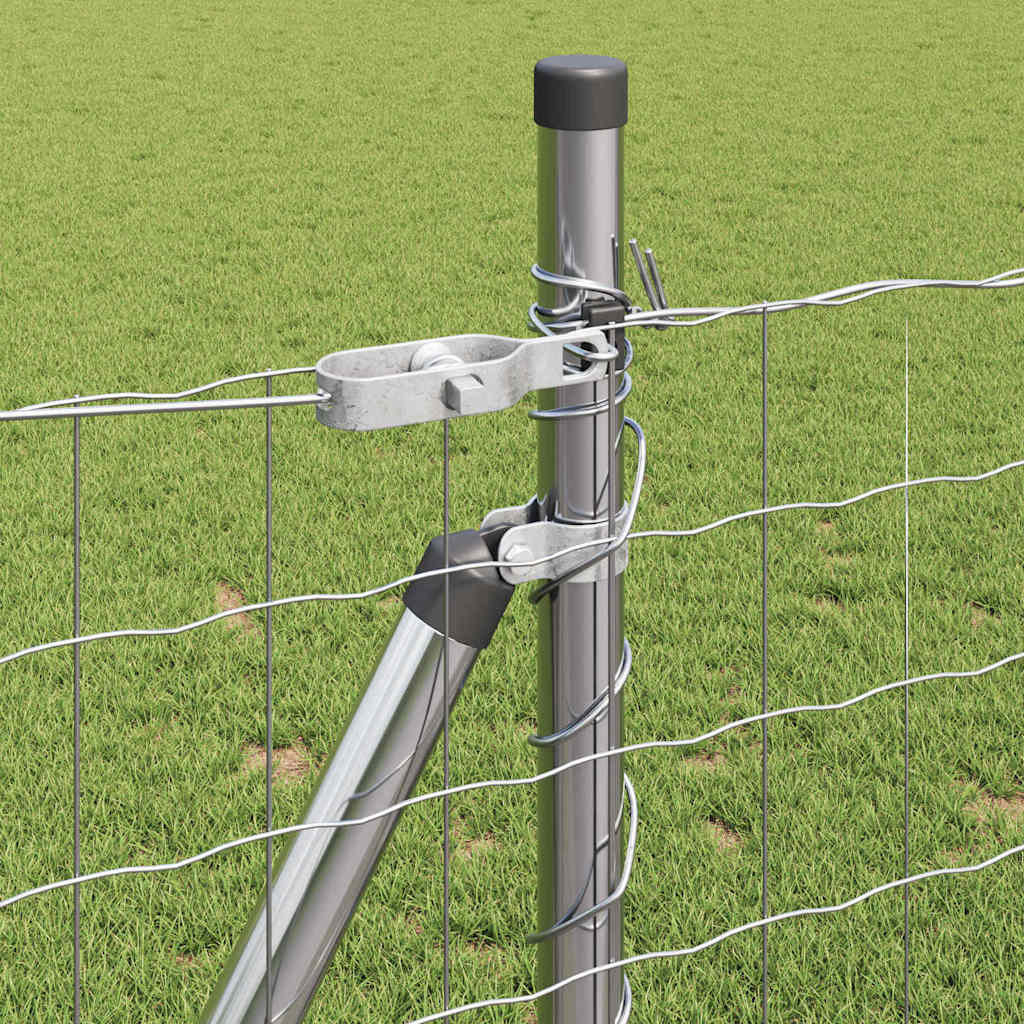 Fence with Posts Silver 1 x 10 m Steel