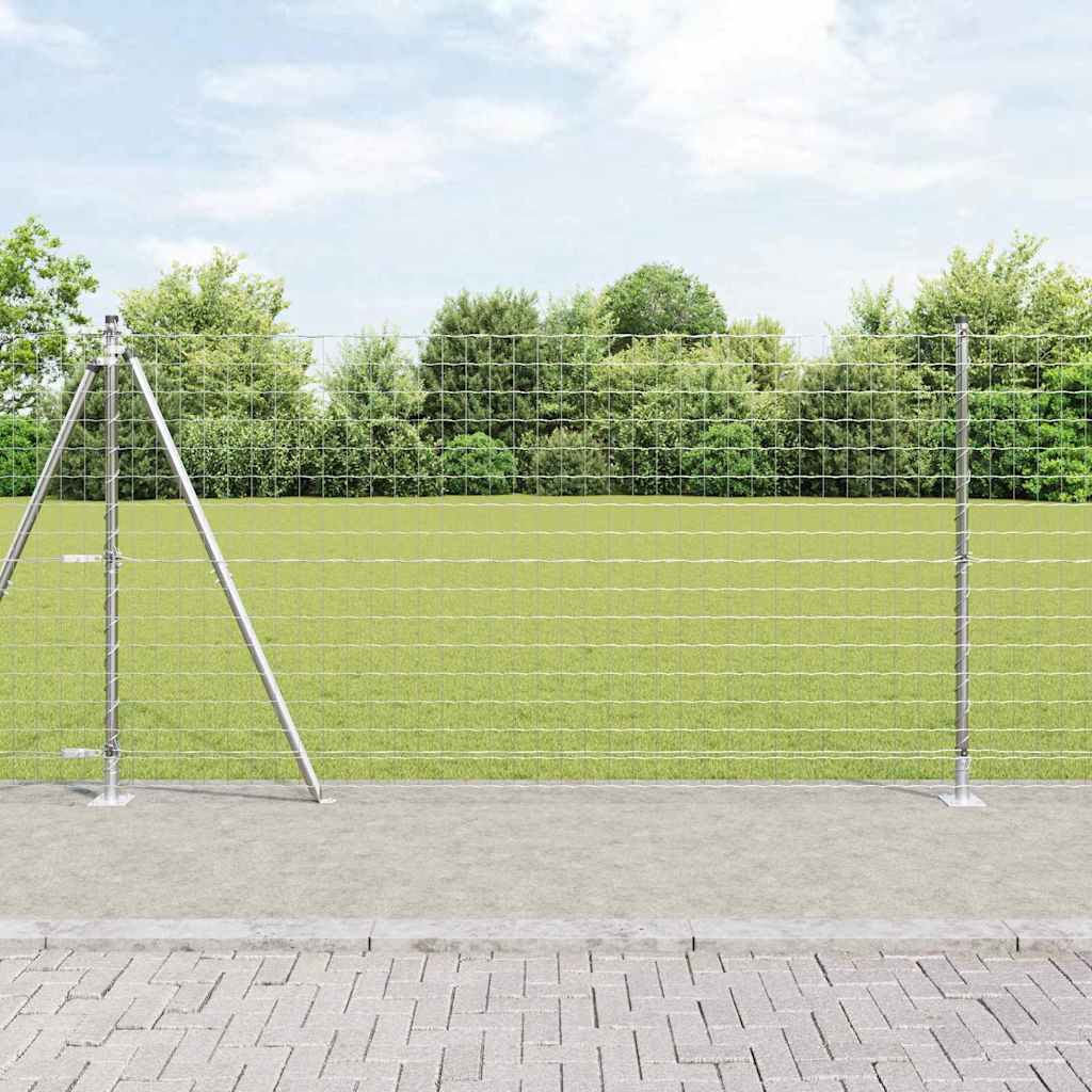 Fence with Posts Silver 1.2 x 10 m Steel