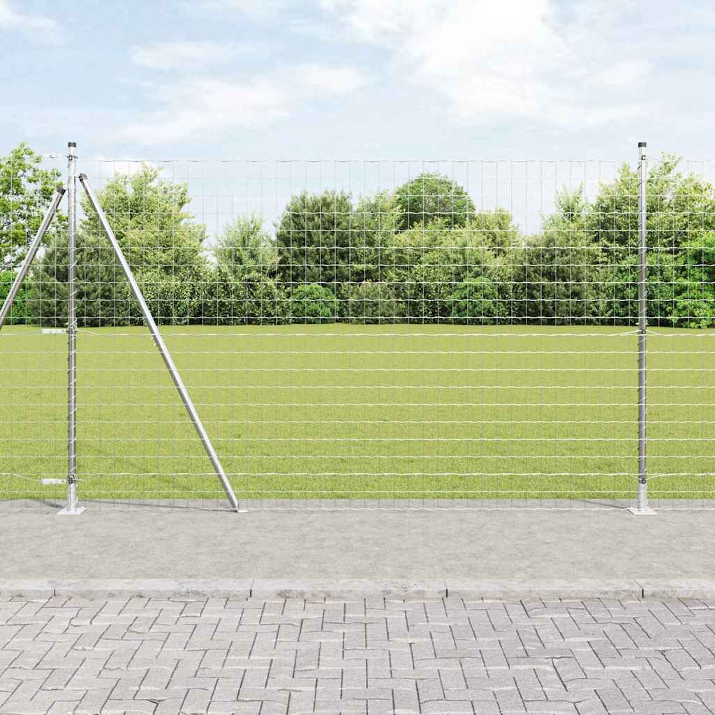Fence with Posts Silver 1.6 x 10 m Steel