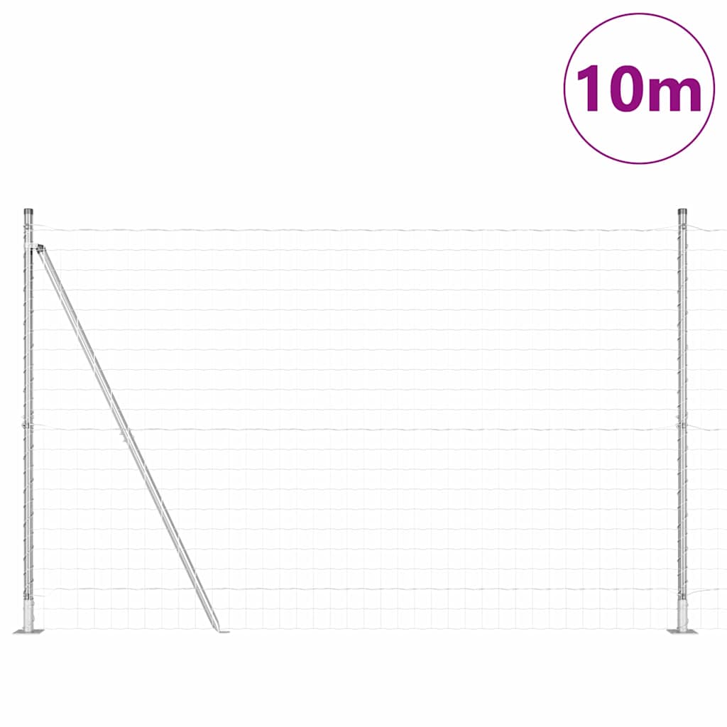 Fence with Posts Silver 1.6 x 10 m Steel