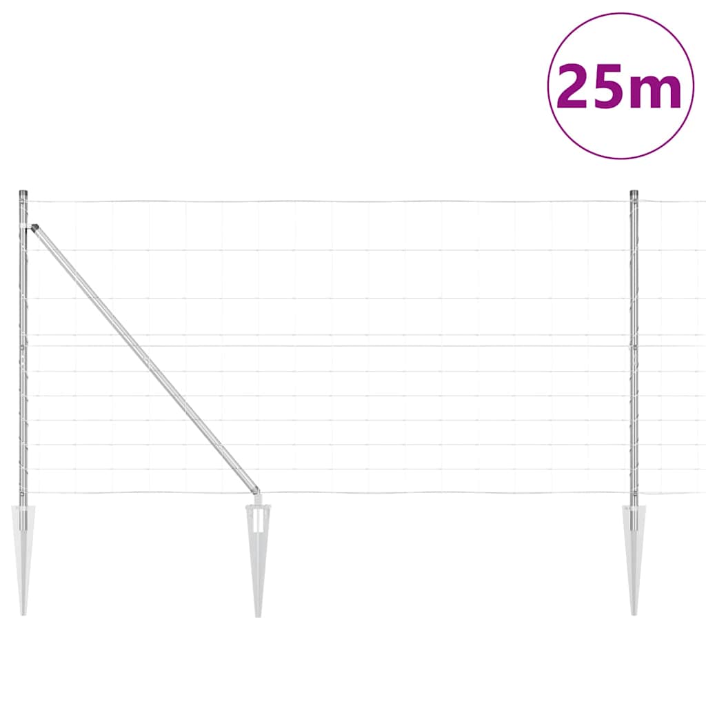 Field Fence Silver 25 x 1.2 m Galvanised steel