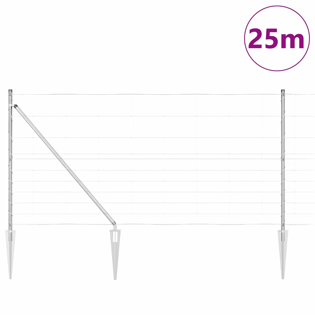 Field Fence Silver 25 x 1.2 m Galvanised steel