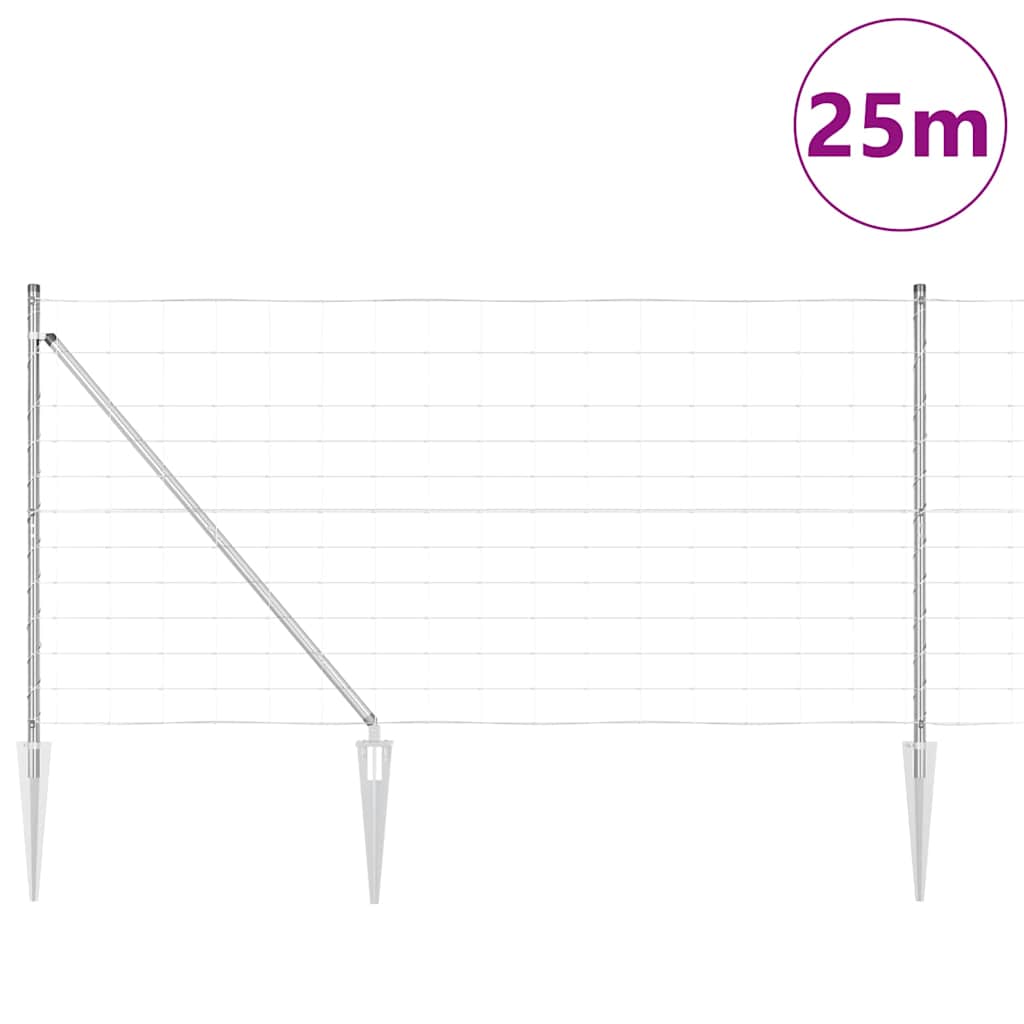 Field Fence Silver 25 x 1.2 m Galvanised steel